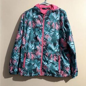 PGA Tour Women's Long Sleeve Hood Full Zip Jacket Bahama Paradise Jacket Size L